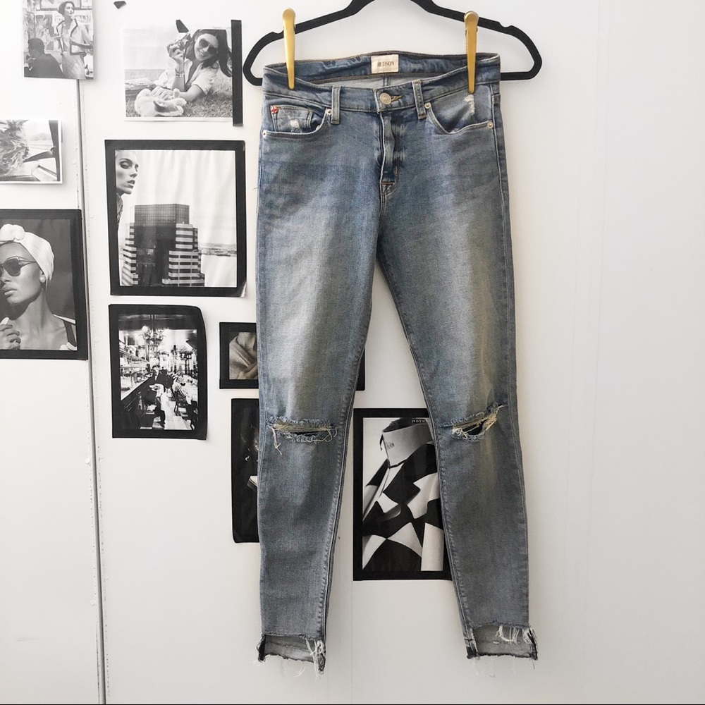 HUDSON Jeans Distressed Skinny Ankle Denim